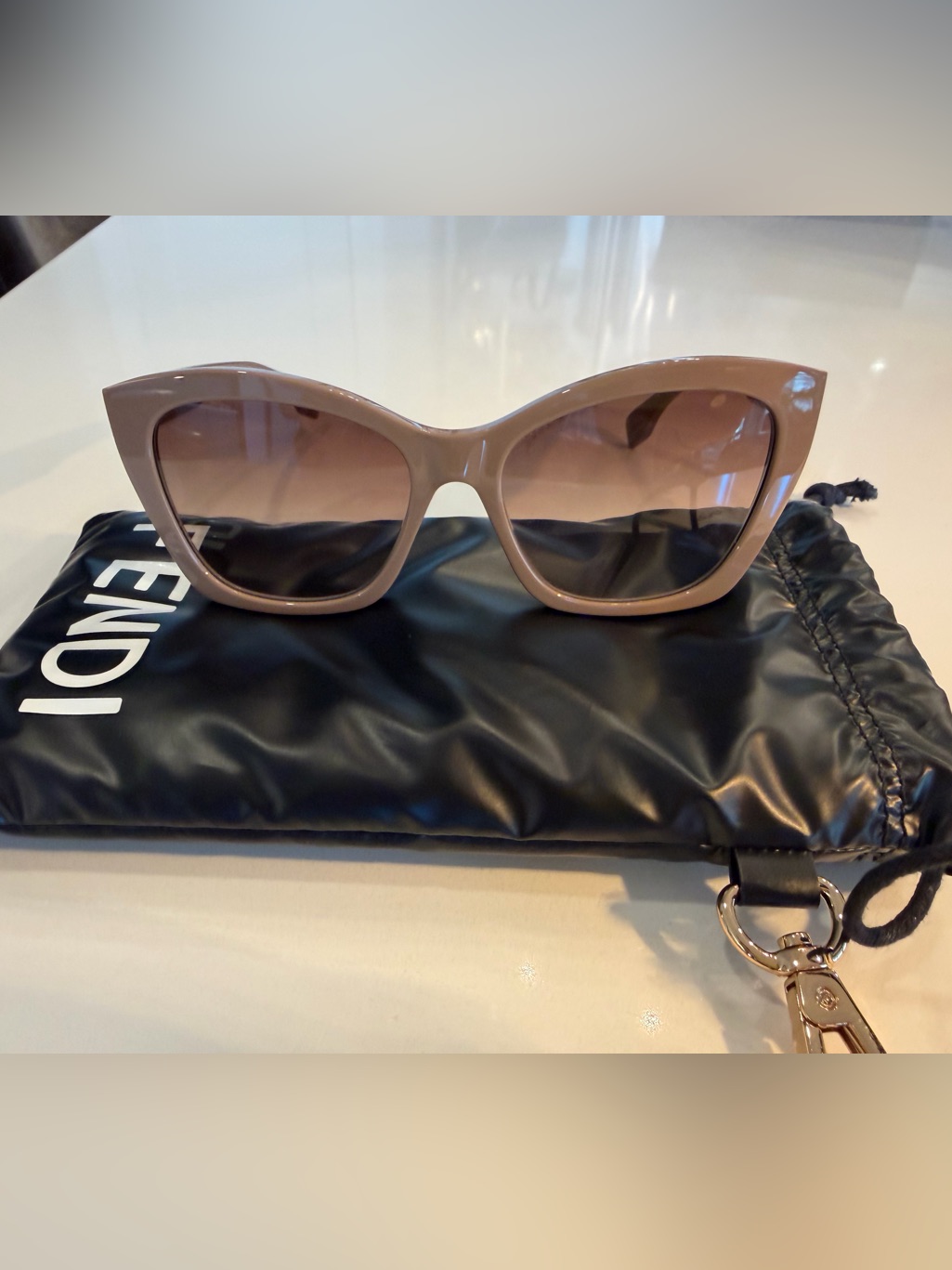 Fendi Taupe Cat-Eye Sunglasses With Gradient Brown Lenses